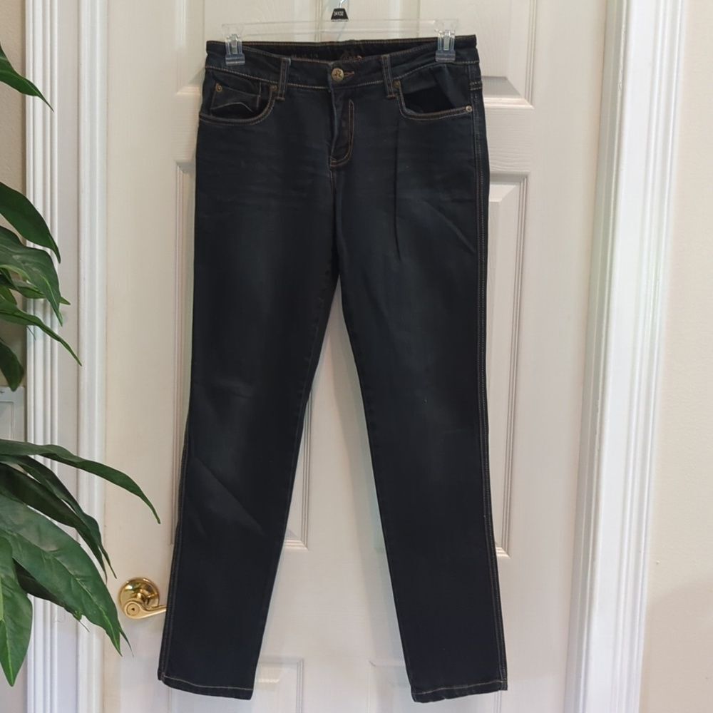 C&V Jeans Women's Slim & Lo Rise Dark Wash Stretch Jeans Size 30